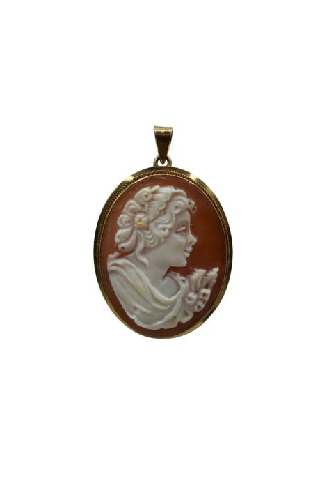 Ciondolo Cammeo Ovale Oro 18kt con Volto Femminile
