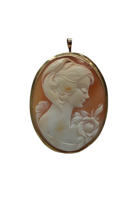 Ciondolo Cammeo Donna Oro 750 con Conchiglia