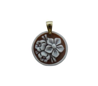 Splendido Ciondolo Cammeo con Fiori in Montatura d'Oro, un capolavoro di gioielleria made in italy, perfetto per un regalo prezioso.