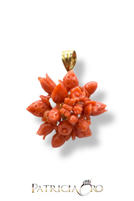 Ciondolo Corallo Sciacca Frutta e Fiori in Argento 925