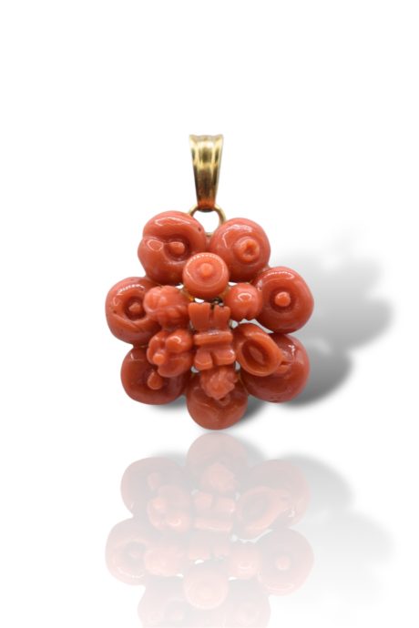 Ciondolo Corallo Sciacca Frutta e Fiori in Argento 925