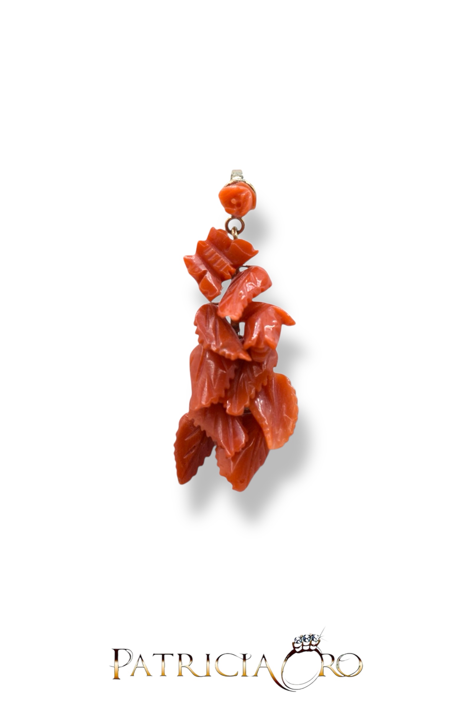 Splendido Ciondolo Corallo Sciacca Frutta e Fiori in Oro, un capolavoro di alta gioielleria made in italy.