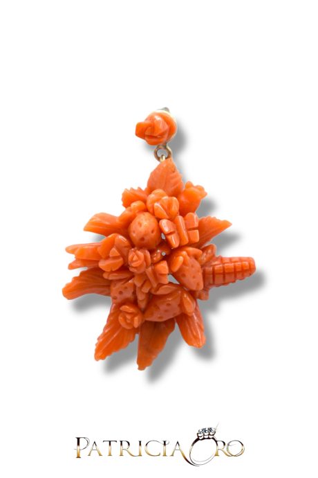 Ciondolo Corallo Sciacca Frutta e Fiori Oro 9k