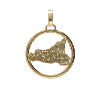 Ciondolo Oro Giallo Sicilia, un gioiello made in italy di alta oreficeria artigianale, perfetto come idea regalo preziosa.