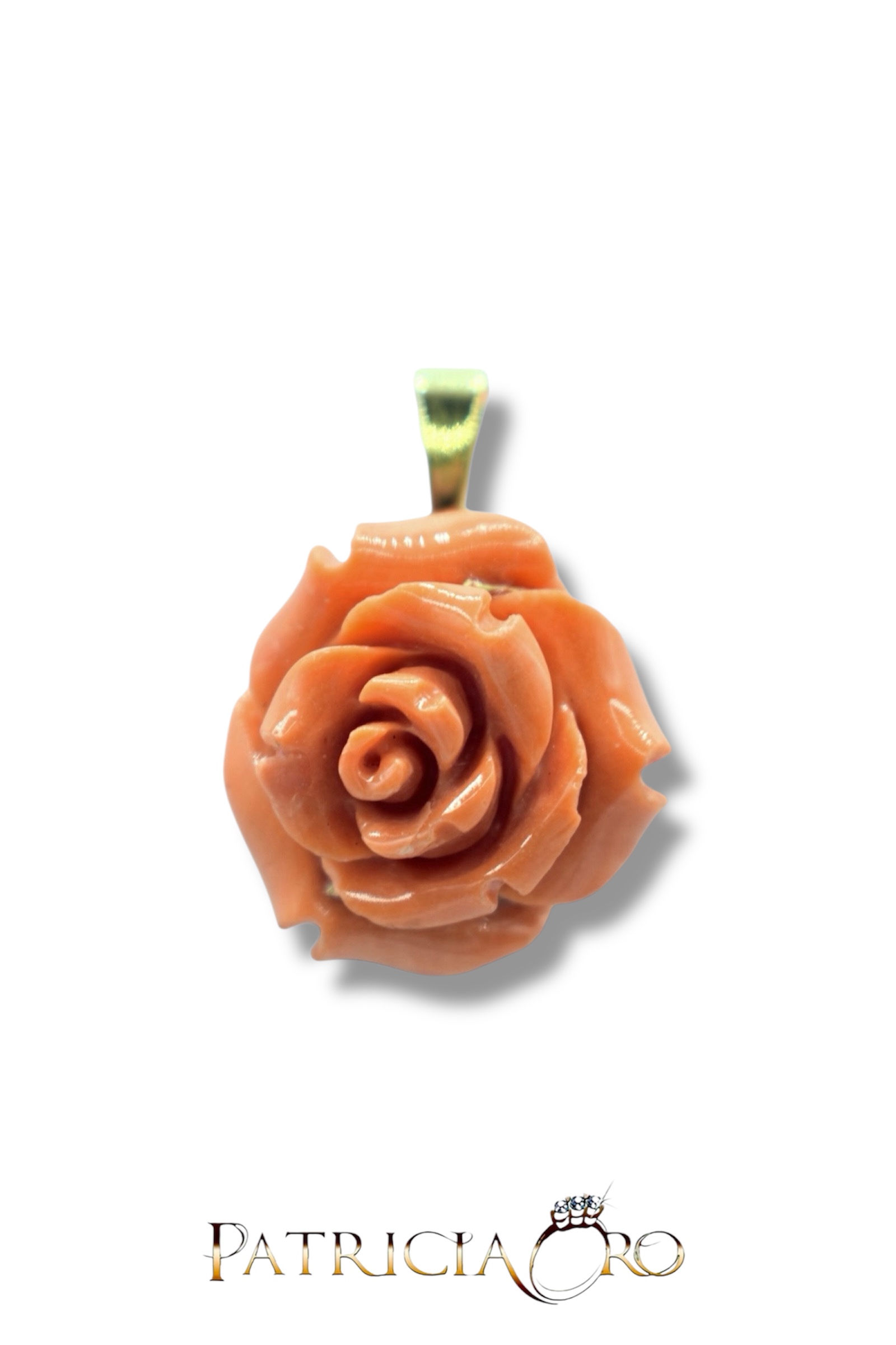 Ciondolo Rosa in Corallo Sciacca - Patricia Oro Creations | Gioielleria Patricia Oro Splendido Ciondolo Rosa in Corallo Sciacca, un gioiello made in italy di Patricia Oro Creations, perfetto per un regalo prezioso.
