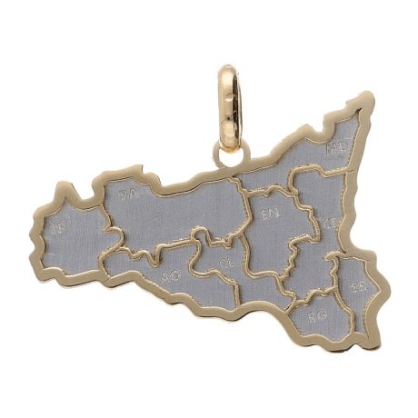 Ciondolo Sicilia Oro 18k Bianco e Giallo