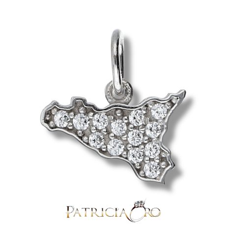Ciondolo Sicilia in Oro 18k Bianco