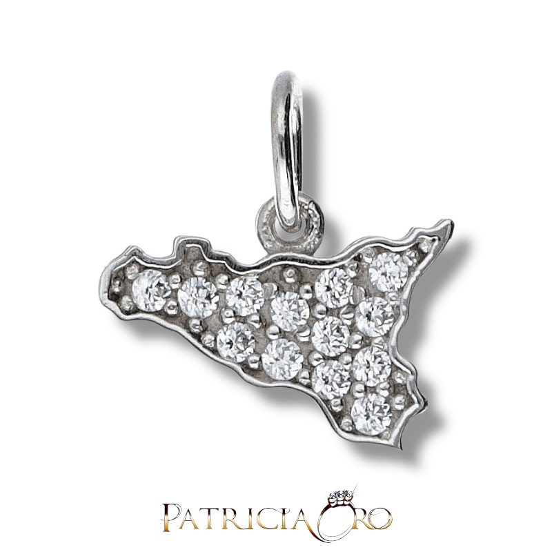 Ciondolo Sicilia in Oro 18k, un gioiello made in italy di alta gioielleria, perfetto per un regalo prezioso.