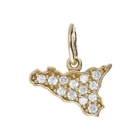 Ciondolo Sicilia Oro 18k con Zirconi