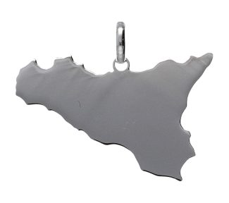 Il Ciondolo Sicilia in oro bianco 18k, un gioiello made in Italy di alta gioielleria, perfetto per un regalo prezioso.