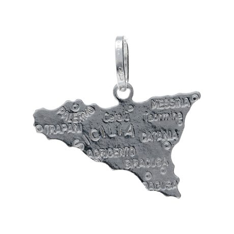 Ciondolo Sicilia in Oro Bianco 18k 750/1000