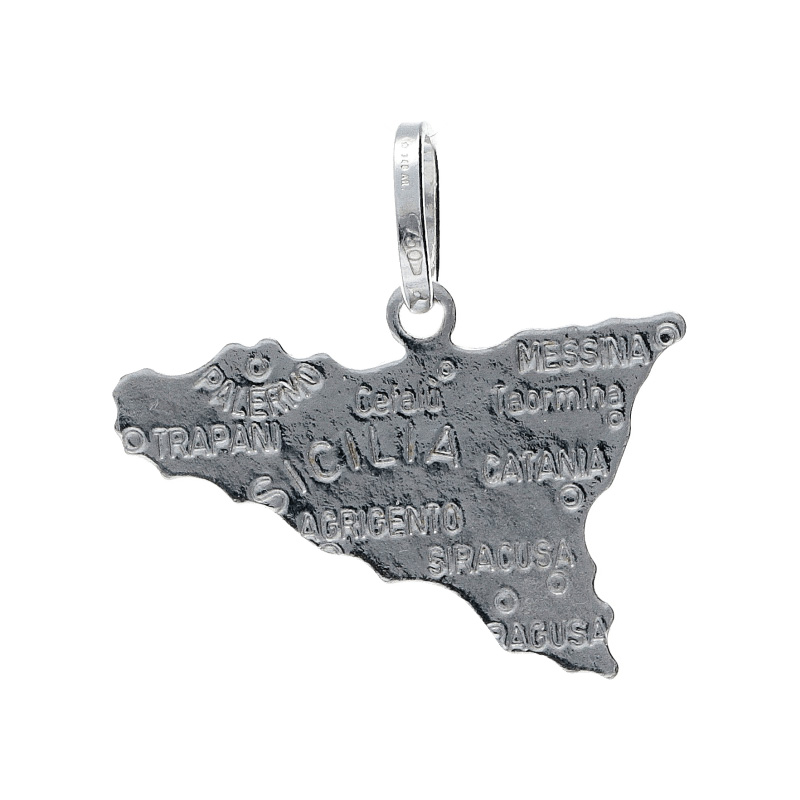 Ciondolo Sicilia in Oro Bianco 18k