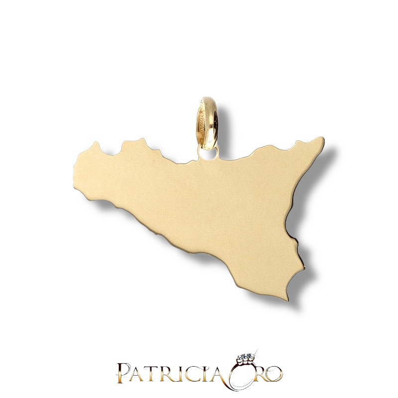Ciondolo Sicilia in oro giallo 18k, un gioiello made in italy di alta gioielleria, perfetto per un regalo prezioso.