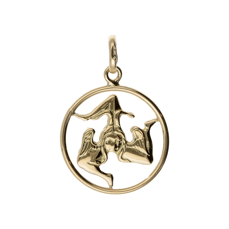 Ciondolo Trinacria in Oro 18k: un gioiello made in Italy di alta gioielleria, perfetto per un regalo prezioso.