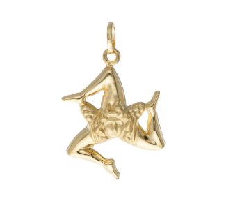 Ciondolo Trinacria in oro giallo 18k: un gioiello Made in Italy di alta oreficeria artigianale.