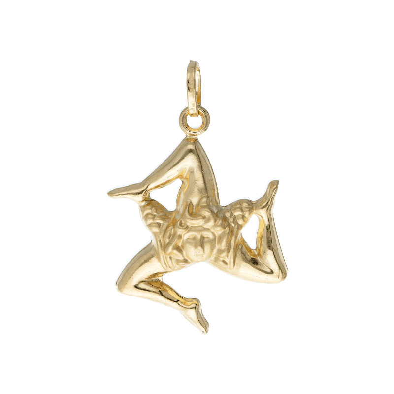 Ciondolo Trinacria in oro giallo 18k: un gioiello Made in Italy di alta oreficeria artigianale.