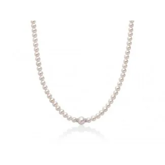 Miluna Freshwater Pearl Necklace in 18kt Gold and Diamonds