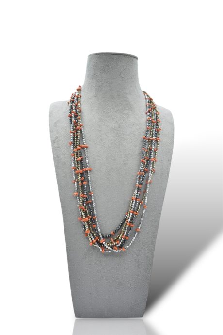 Collana Corallo Sciacca e Tris di Ematite