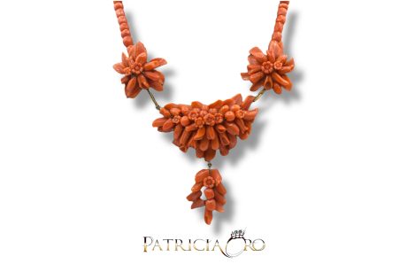 Collana Donna Corallo Frutta e Fiori con Barilotti e Rondelle