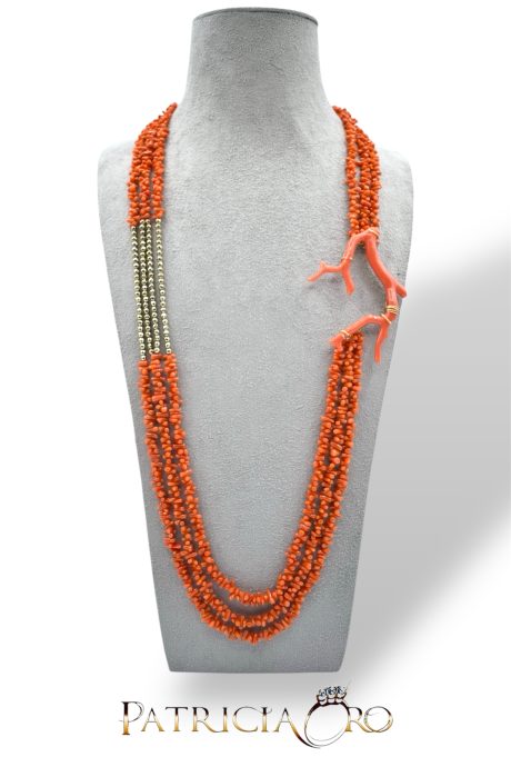 Collana Donna Corallo Mediterraneo con Ramo ed Ematite