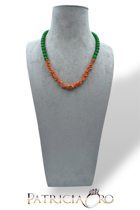Collana in Corallo Sciacca con Agata Verde Patricia Oro Creations