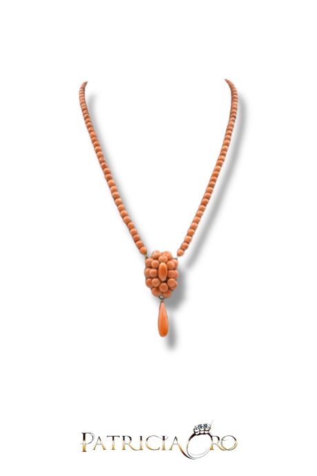 Collana Donna Corallo Sciacca Bottoni Oro 14k