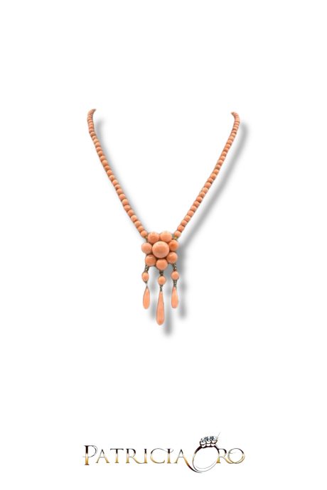 Collana donna in Corallo Sciacca bottoni con oro