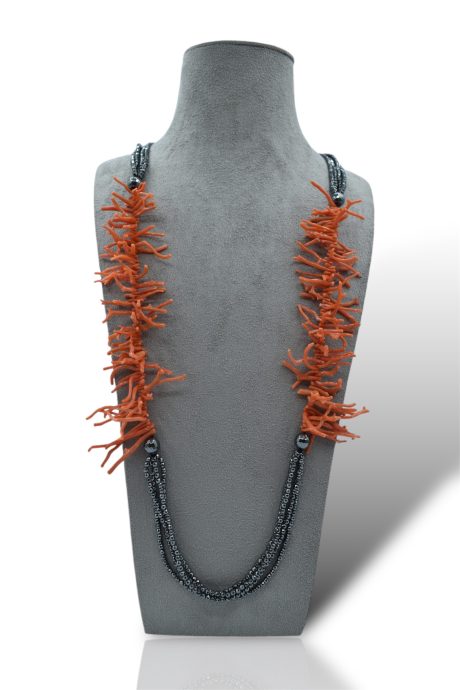 Collana Corallo Sciacca con Ematite