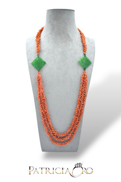 Collana in Corallo Sciacca e Giada Verde Patricia Oro