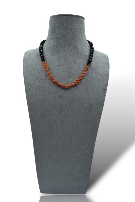 Collana Corallo Sciacca e Onice con Catena Argento 925