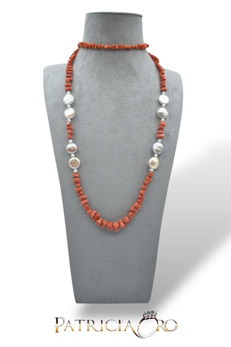 Collana con Corallo Sciacca e Perle Barocche