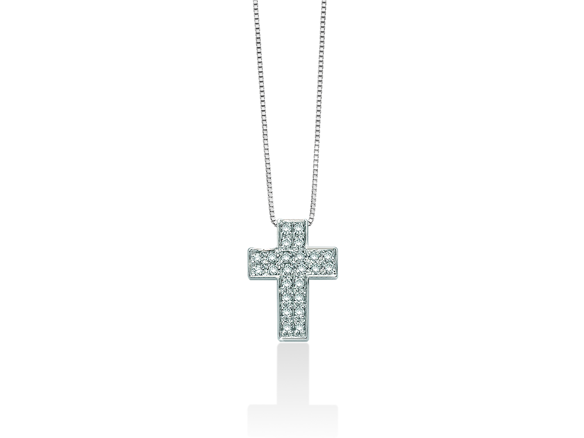 La Collana Croce Miluna in oro bianco 18kt e diamanti: un gioiello di lusso che incarna l'eleganza e la luce, perfetto per chi cerca gioielli diamanti di alta gioielleria.