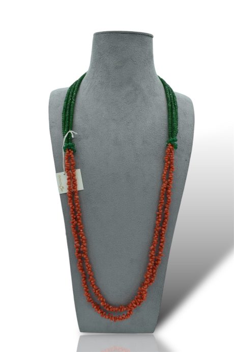 Collana in Corallo Mediterraneo e Agata Verde Patricia Oro