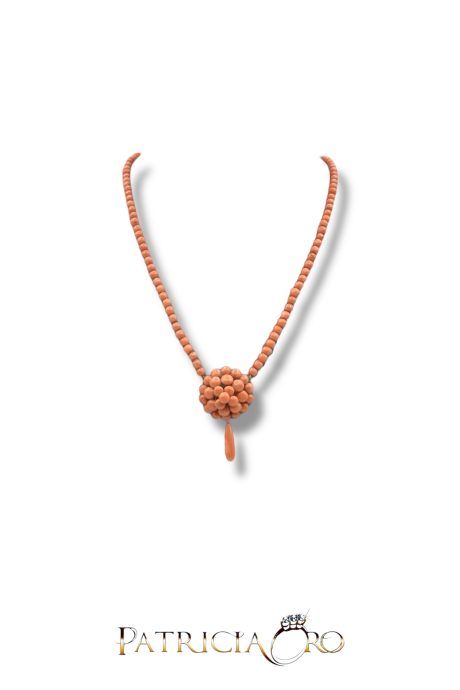 Collana Donna Corallo Sciacca Bottoni in Oro 14k