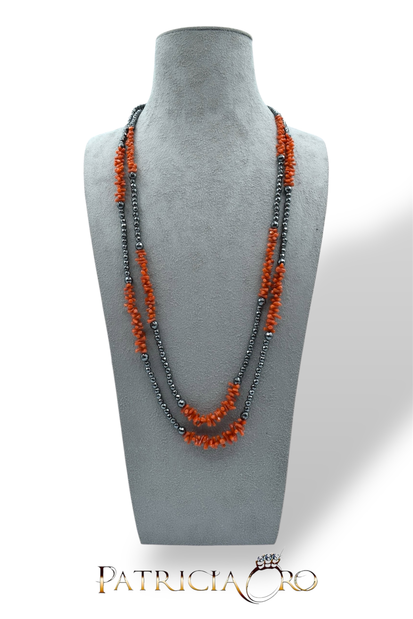 Collana donna con Corallo Sciacca e Ematite