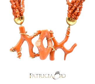 Splendida collana da donna in Corallo Sciacca, un gioiello made in Italy di Patricia Oro Creations, perfetto per un'idea regalo preziosa. (Vista 2)