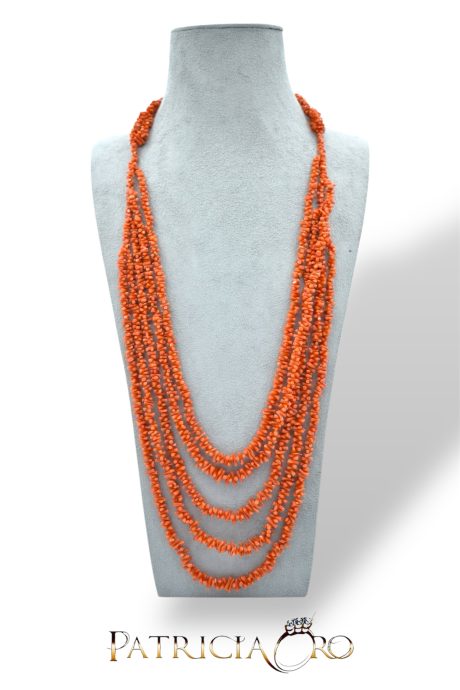 Collana Donna Corallo Sciacca 5 Fili Cupolini