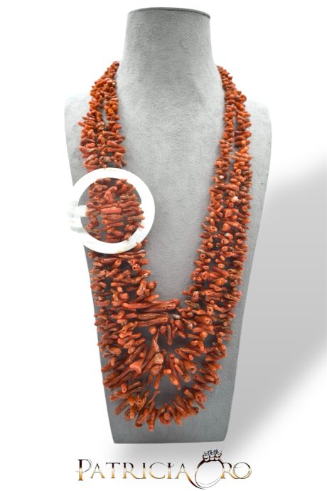 Collana Donna Corallo Sciacca con Medaglione in Madreperla