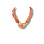 Splendida collana da donna con Corallo Sciacca e Susta Incisa, un capolavoro di gioielli made in italy, perfetto per un'occasione speciale.