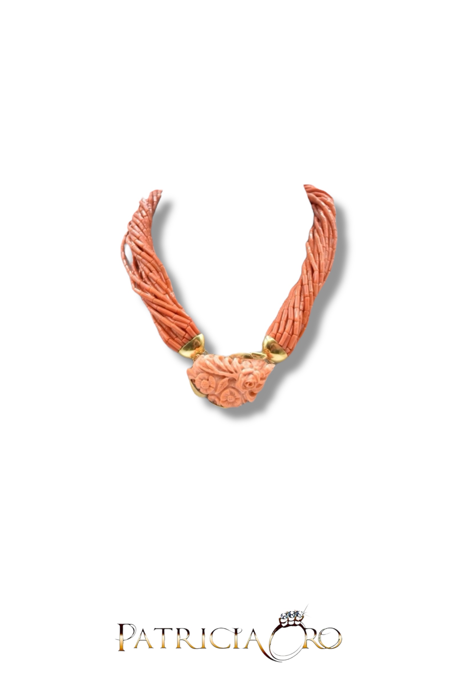 Splendida collana da donna con Corallo Sciacca e Susta Incisa, un capolavoro di gioielli made in italy, perfetto per un'occasione speciale.