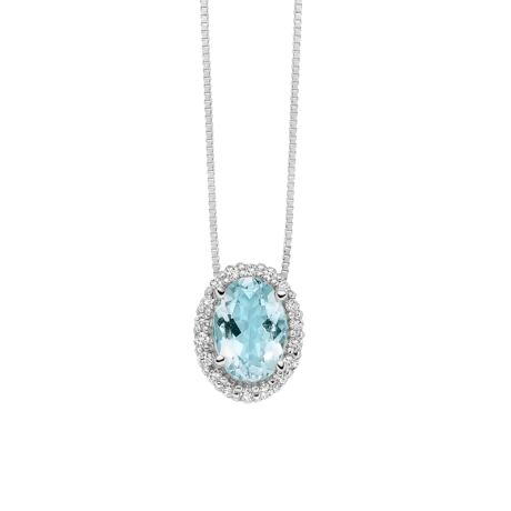Collana Miluna Acquamarina e Diamanti