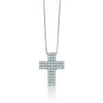 La Collana Miluna Croce in oro bianco e diamanti: un gioiello di lusso che incarna l'eleganza e la luce, perfetto per chi cerca gioielli diamanti.