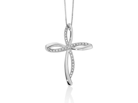 Collana Miluna Croce in Oro Bianco e Diamanti