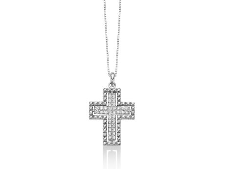 Collana Miluna Croce in Oro Bianco e Diamanti