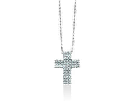 Collana Miluna Croce Oro Bianco e Diamanti