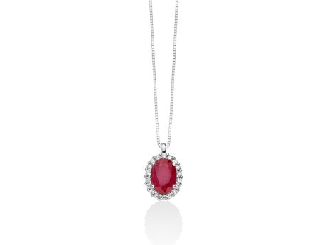 Collana Miluna Rubino e Diamanti Oro Bianco 18k