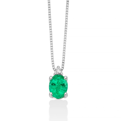Collana Miluna Smeraldo e Diamanti in Oro 18kt