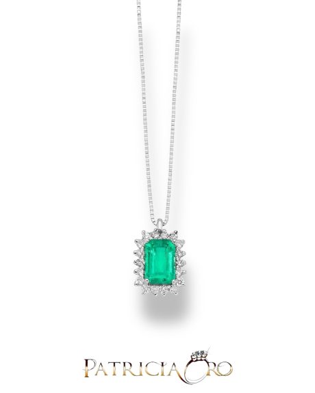 Collana Miluna Gioielli Smeraldo e Diamanti in Oro 18kt
