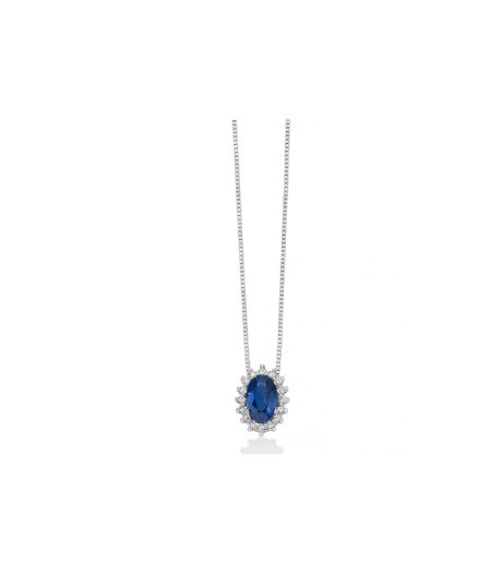 Collana Miluna Zaffiro Blu e Diamanti in Oro 18kt