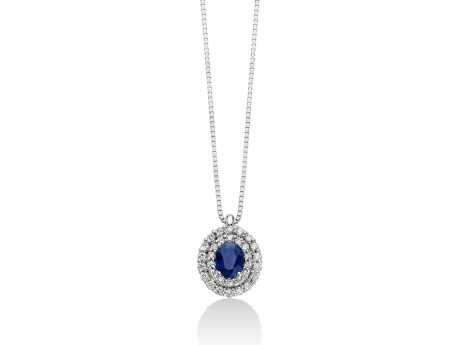 Collana Miluna Zaffiro e Diamanti in Oro Bianco 18kt